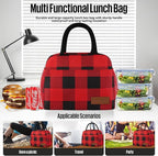 douyadady Lunch Bag Women/Men Lunch Box Women/Men (Red+Black Blocks)