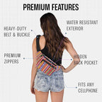Fanny Pack Belt bag - Crossbody Waist Bag for Men or Women - Hands-Free, Waterproof Large Bumbag for Hiking, Running, and Travel (Orange Vert)