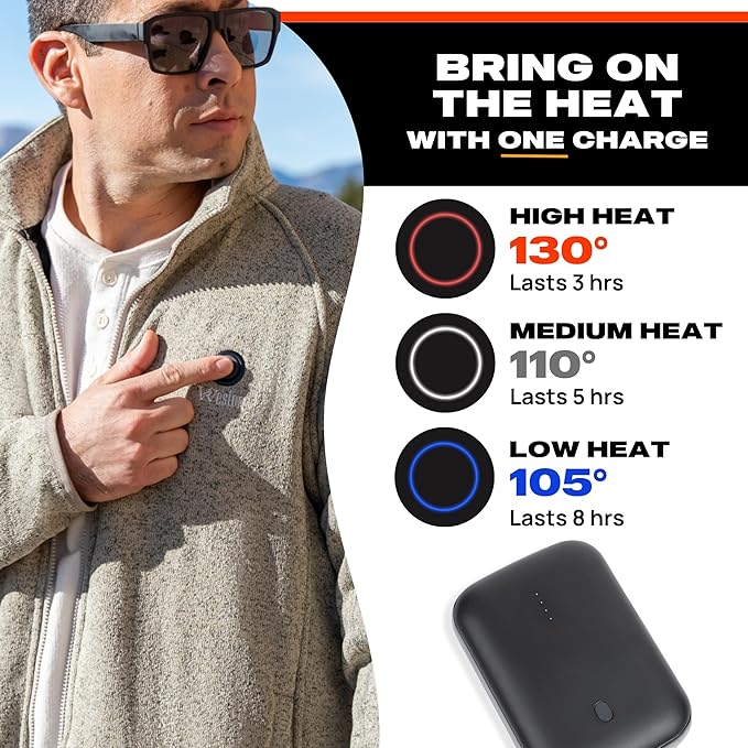 Weston 7.4V Rechargeable Battery Pack - 5000 mAh Replacement Power Source for Heated Jackets, Vests, and Clothing - USB & DC Output - Compatible Heated Gear