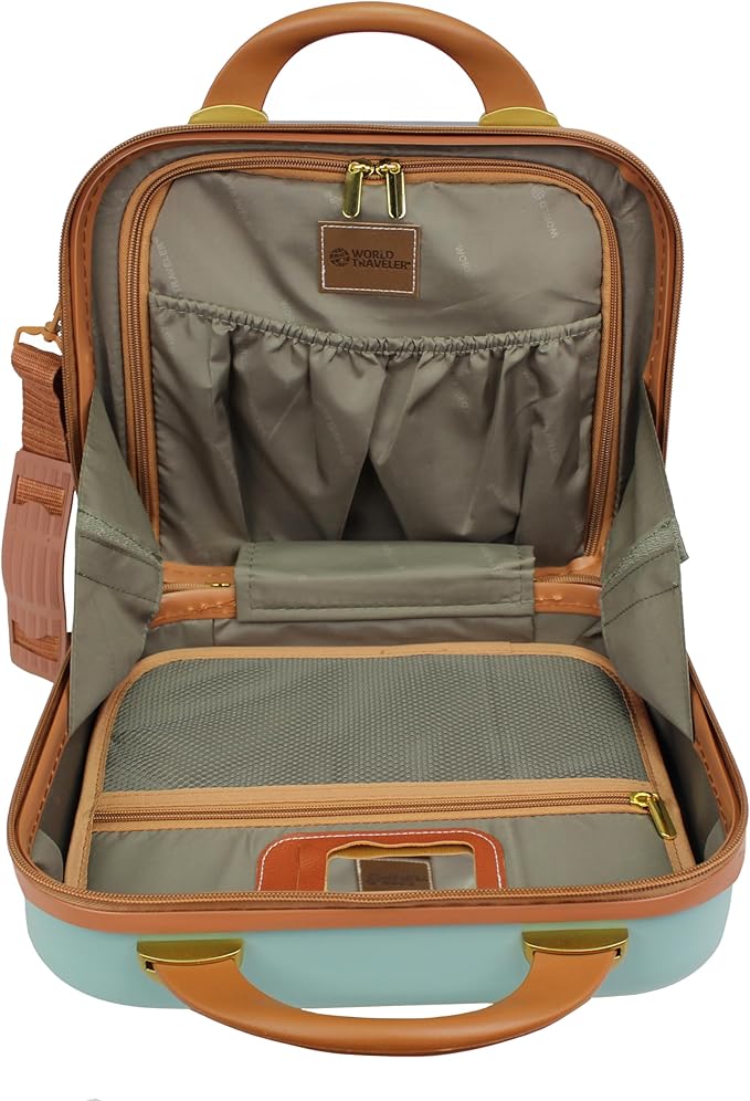 World Traveler VentureX Airline Approved 2-Piece Carry-On Luggage Set – Lightweight Hardside Polycarbonate Suitcase with Spinner Wheels - Gatsby Mint