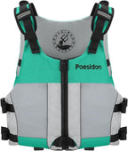 Poseidon Adjustable Water Safety Life Jacket - Classic Unisex Design with Front/Rear Storage Compartments for Multiple Water Activities