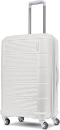 American Tourister Stratum 2.0 Expandable Hardside Luggage with Spinner Wheels, Checked-Medium, White