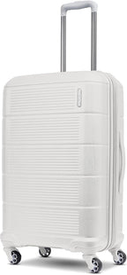 American Tourister Stratum 2.0 Expandable Hardside Luggage with Spinner Wheels, Checked-Medium, White