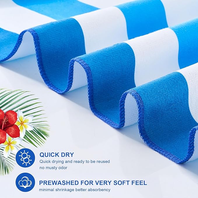 Redbaker 16 Packs 72 x 36 Inches Oversized Vertical Stripe Beach Towel Bulk Extra Large Pool Towels Set Microfiber Quick Dry Swim Towel Blanket for Women Men Adult Bath Travel(Gradient Color)