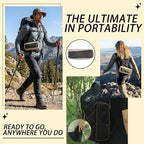 12" Portable Collapsible Stool - Folding Chair with Storage Pouch, Convertible Satchel for Hands-Free Carry & Supports 265Lbs, Ultralight for Hiking, Fishing, Camping, Festivals (Khaki, Standard)
