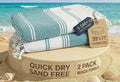 LANE LINEN Turkish Beach Towels, 2 Pack Extra Large Beach Towel, Pre-Washed for Soft Feel, Oversized Sand Free Quick-Dry Pool Towel, Beach Towels for Adults, 39"x71" - Baltic