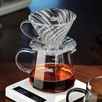 Bincoo Pour Over Coffee Maker Set, V-shape 60° Cone Drip Coffee Maker, Included 16oz Borosilicate Glass Coffee Carafer and Size 02 Coffee Dripper & 50 Pcs Paper Filter (16oz-Clear)