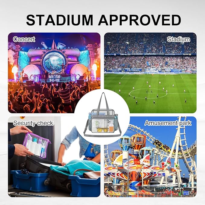 USPECLARE Clear Bag for Stadium Events,Transparent Bag for Work Sports Games Concerts Travel Gym