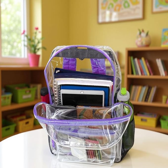 Trail maker Clear Backpack Heavy Duty with Padded Straps, Side Pockets for Kids, Boys, Girls, School, Stadium Approved Events