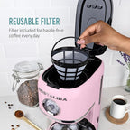 Nostalgia Classic Retro 10 Cup Coffee Maker - One-Touch Drip Brew, Reusable Filter - Anti-Drip, Auto Shutoff, & Time Display - Dishwasher Safe 50 oz Carafe - Pink