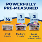 ARM & HAMMER Power Sheets Laundry Detergent Plus OxiClean Stain Fighters, Clean Cotton Scent, 52 Count, 104 Medium Loads