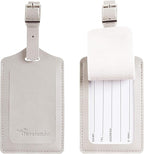 Travelambo Luggage Tags for Suitcases PU Leather Travel Tags Bag Tags Privacy Protection Travel Essentials