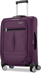 Samsonite Carry-On Soft-Sided Expandable 21-Inch Element Suitcase: Airline Approved for Most Major Airlines, Durable, 360° Spinner Wheels, Adjustable Handle, 2 Front & Side Pocket- Purple