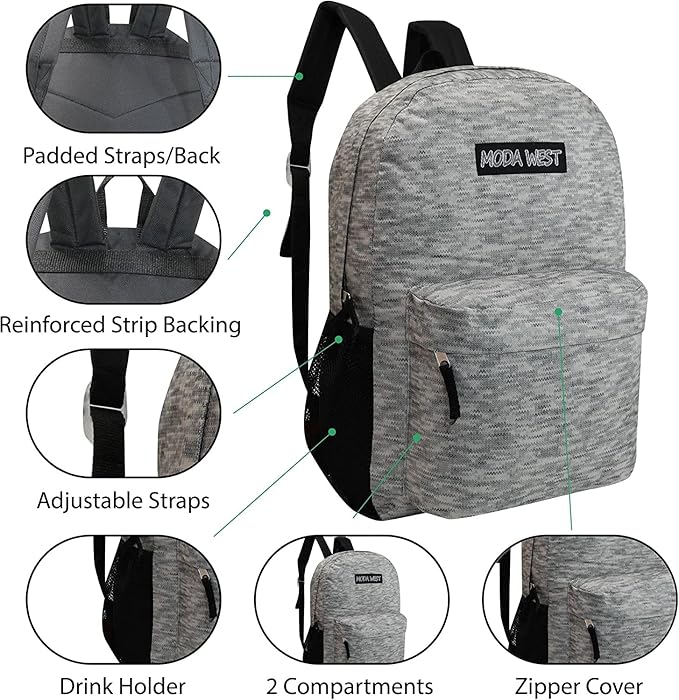 Moda West Bulk Case of 12 Backpacks, 12 Winter Item Sets, 12 Hygiene Kits - Hygiene Kits and Clothing for Emergencies, Homeless, Charity