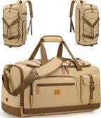 Gym Bag for Men and Women with Shoe & Laptop Compartment, 3-in-1 Sports Travel Duffel Bag Anti-Theft Weekender Carry-on Backpack for Airplane & Workout, Overnight Travel Bag, 35L, Khaki, Medium