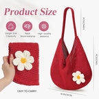 Premillow Crochet Beach Bags for Women, Summer Beach Tote Bag, Mesh Cute Beach Purse, Aesthetic Knit Bag Handbag Shoulder Bag
