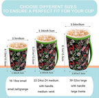 KJQJLY 3 Pack Reusable Iced Coffee Sleeves for Iced Coffee Cups or Drinks Reusable Neoprene Insulated Sleeves for Hot and Cold Drinks from Starbucks, Dunkin, And More (Leaves and grass)