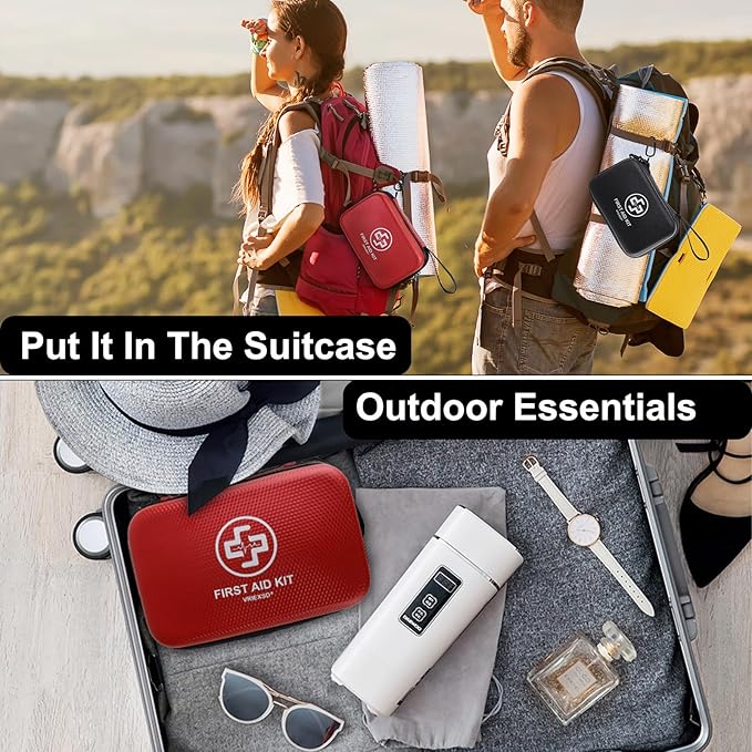 VRIEXSD Premium First Aid Kit, 320 Piece Waterproof Hard Shell Eva First Aid Kit for Home, Camping, Cars, Hiking, Travel, Businesses & Outdoor Emergencies - Emergency Medical Kits (Black)
