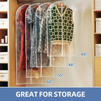 55" All Clear Garment Bags for Hanging Clothes, 12 Packs Dress Bags for Gowns, Plastic Waterproof Garment Covers with Zipper for Long Coats, Dresses, Trench (Set of 12)