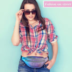 Frienda 2 Pieces Holographic Fanny Pack for Women Colorful Sport Waist Bag Pack