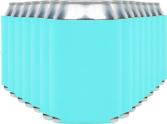 Blank Beer Can Coolers Sleeves (30-Pack) Soft Insulated Beer Can Coolies - HTV Friendly Plain Koolies in Bulk for Beer Cans & Bottles - Coolie Blanks for Vinyl Projects & Wedding Favors (Robins Egg)