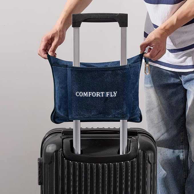 Comfort Fly Travel Blanket & Pillow – 2-in-1 Micro Plush Airplane Blanket with Carry Case (40" x 70") - Navy