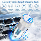 【MFi Certified】iPhone Fast Car Charger, Caiinei 4.8A Dual USB Power Cigarette Lighter iPhone Car Charger Fast Charging Adapter + 6FT Lightning Cable for iPhone 14 13 12 11 Pro Max XS Mini XR X SE iPad