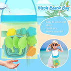 RACPNEL Collapsible Beach Toys for Kids, 3 Pack Foldable Sand Buckets and Shovels Set with Mesh Bag, Silicone Pails for Beach Travel Essentials, Easter Egg Hunt, Sand Toys Molds for Kids and Toddlers