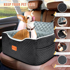 AlfaTok Memory Foam Booster Dog Car Seat for Medium Dogs (Under 45LBS): Elevated, Detachable Washable, Anti-Slip, for Car Back Seat, Travel Pet Bed with Seat Belt