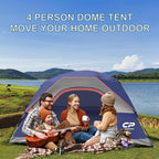 CAMPROS CP Camping Tent 2/4/6 Person, Waterproof Windproof Double Layer Dome Tent, Easy Setup with Large Mesh Windows & Wide Door for Outdoor Camping Backyard