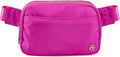Pander Everywhere Belt Bag for Women, 5 Zipper Pockets Nylon Crossbody Fanny Pack Purse (Grape Purple)