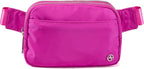 Pander Everywhere Belt Bag for Women, 5 Zipper Pockets Nylon Crossbody Fanny Pack Purse (Grape Purple)