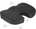 Amazon Basics Comfortable Seat Cushion for Office Chairs, Enhanced Memory Foam with Cooling Gel, Non-Slip, Long Sitting Support, Black