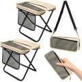 2 Pack Portable Folding Stools, Collapsible Pocket Chair, Foldable Camping Stool for Adults Backpack, Outdoor Seats Foot Rest, for Travel Hunting Fishing Hiking Gardening - Large, Khaki