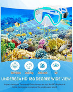 Ubekezele Snorkeling Gear for Adults Men Women,4 in 1 Snorkel Set with Panoramic View Diving Mask Anti-Fog Anti-Leak,Dry Top Snorkel,Fins and Travel Bag for Swimming,Snorkeling and Travel Diving