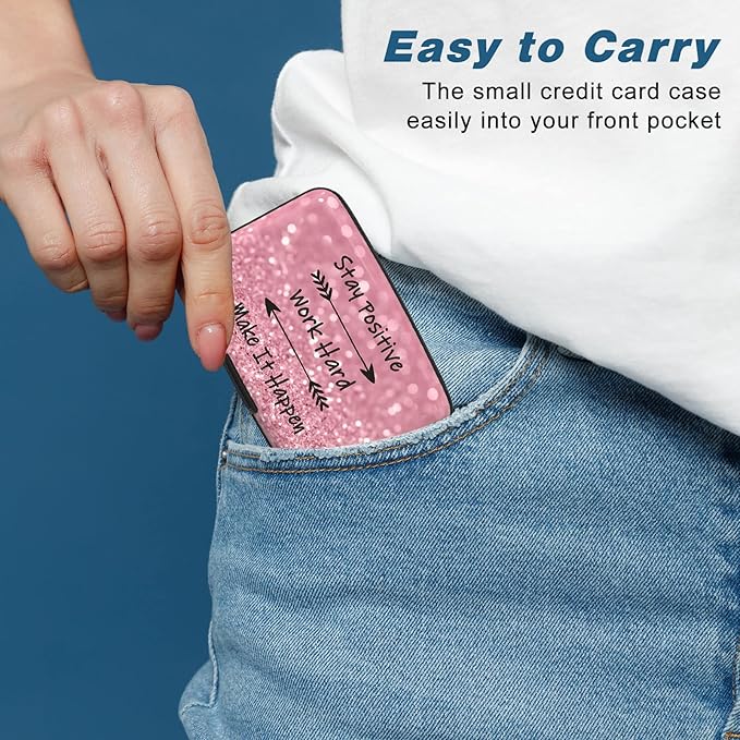 Credit Card Holder, Mini Aluminum Card Wallet RFID Blocking Slim Metal Hard Card Case for Women Men, Work Hard