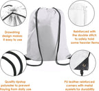 BeeGreen White Drawstring Backpack Bags Bulk 10 Pack X-Large 22.4" L x 17.5" W Sports Cinch Sackpack Gym String Bags Machine Washable Heavy Duty for Men Women