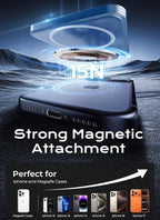 Aobbow Magnetic Portable Charger, 5000mAh Ultra Slim Power Bank, 15W Fast Charging for Magsafe Battery Pack, Travel Essential Wireless Charger Compatible with iPhone 17/16/15 Series - Dark Blue