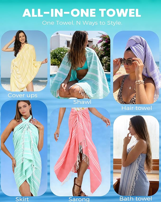 Antfuny 8 Packs Turkish Beach Towels Yoga Blanket Gym Workout Towel 2024 Women Birthday Gift Ideas for Mom Day Mother Grandma Wife Sister Girlfriend Her Friend Appreciation Thank You
