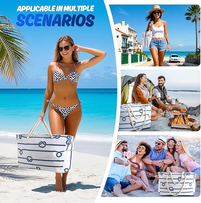SRISE Large Beach Bag for Women & Men, Beach Bags Waterproof Sandproof, Travel Tote Bag, Swim Pool Bag for Family Outdoor