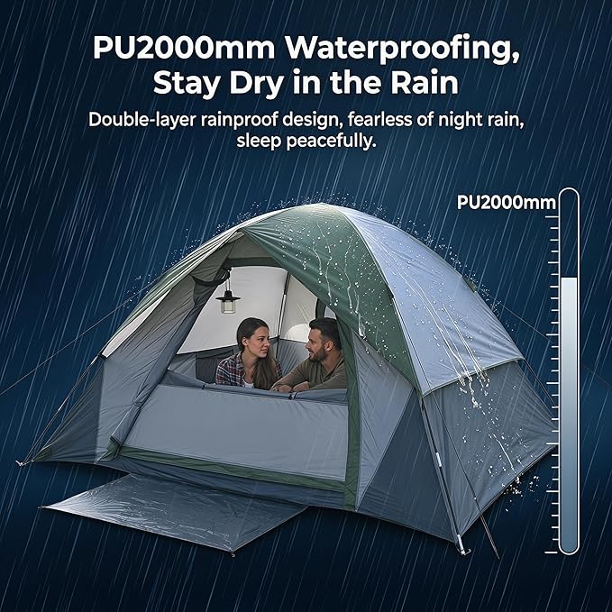 XL 1/2/3/4 Person Dome Camping Tent,Tents for Camping,Tents for Camping Waterproof,Double Layer Waterproof, Removable Rain Fly, for Outdoor Hiking, Fishing