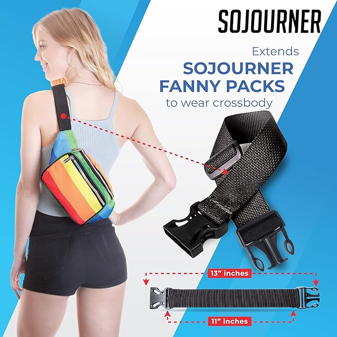 ONLY COMPATIBLE WITH SOJOURNER FANNY PACKS Fanny Pack Extender Belt Bag Adjustable Elastic Strap Buckle Waist Extender