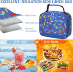 Lunch Box Kids Insulated Lunch Bag for Boys Girls Cute Reusable Lunch Tote Bag Waterproof Portable Thermal Lunch Box Kids for School Picnic Travel Blue Car