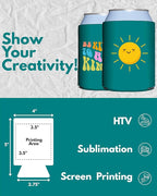 PartyPrints 200 Pack Teal Blank Can Cooler Sleeves, Customizable Bulk Insulated Foam for Beer, Collapsible Plain Drink Holder, Cold Soda Insulator, 12oz Regular, 16oz Tall Cans
