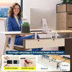 28" Small Under Desk Cable Management Tray No Drill, Compact Clamp On Cord Organizer for Dorm & Small Desk, Anti-Sag Oxford Fabric Wire Hider, Power Strip Holder (Beige, 28.6")
