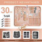 Manicure Set 30 in 1 Nail Clippers Set,Nail Manicure Kit for Women,RedFlow Toenail Clippers,Pedicure Kit,Pedicure Tools,Suitable for Travel Manicure Tools (Rose Gold)