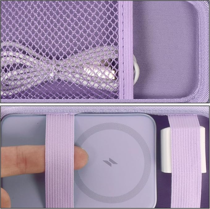 Case for Anker Magnetic Battery 10,000mAh Foldable Wireless Portable Charger, 633/622/621/321 5,000mAh Power Bank (MagGo) Holder, Storage for Baseus Power Delivery -Case Only (Purple, Medium)