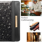 Passport Holder Cover,Traveling Passport Case Glitter Cute Passport Wallet for Women,Black Glitter
