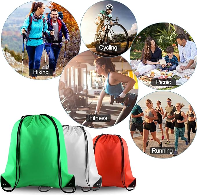 PLULON 15 Pcs Drawstring Bags Drawstring Backpack Bulk, Multicolor String Backpack Cinch Sack Sport Gym Bags for Yoga Traveling Outdoor Sports