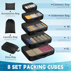 8 Set Packing Cubes for Travel,Luggage Organizers for Travel Accessories